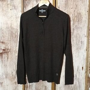Smartwool taupe brown merino wool blend 1/2 zip pullover ribbed cuffs/hem Medium
